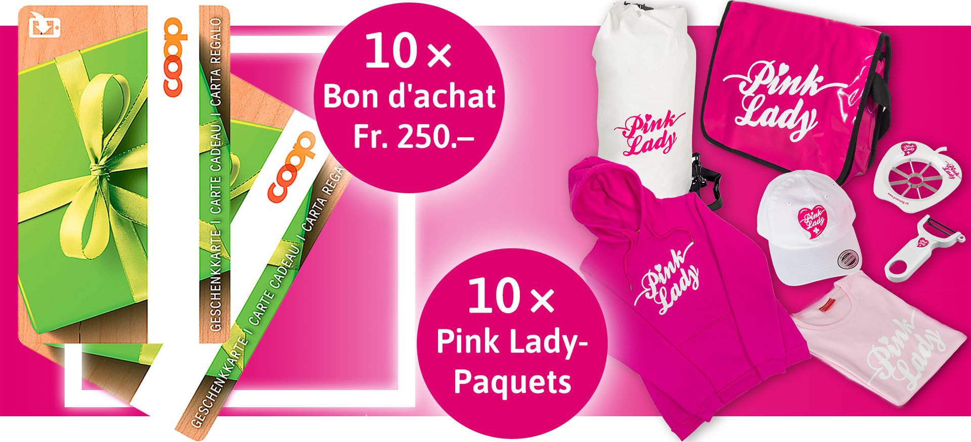 CONCOURS SWICA PINK LADY Gagnez 10 cartescadeaux Coop d'une valeur de